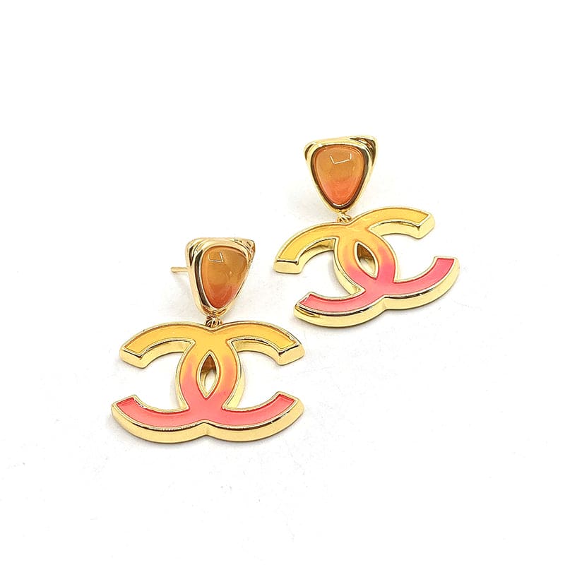 18K Classic Peach Chanel Dangle Earrings