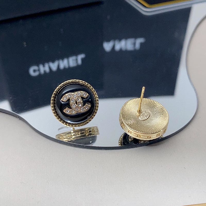 18K Chanel Pearl Crystal Stud Earrings