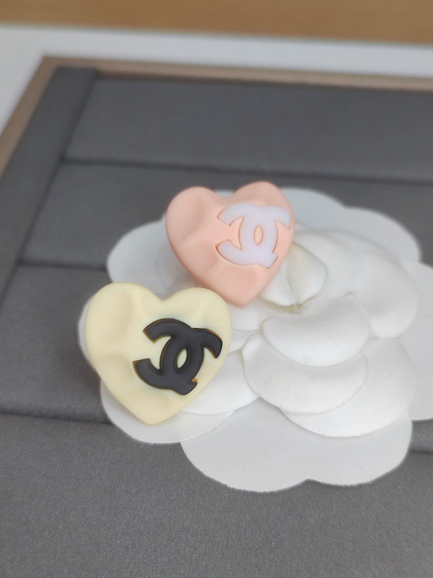18K Chanel Pink & Yellow Resin Earrings