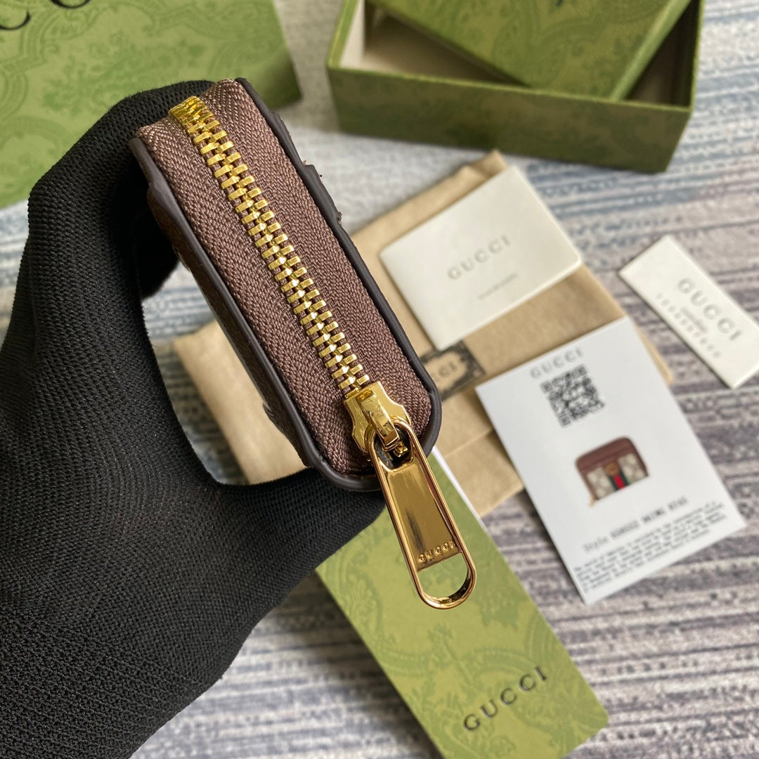 GUCCI OPHIDIA 11 WALLET IN BEIGE AND EBONY CANVAS