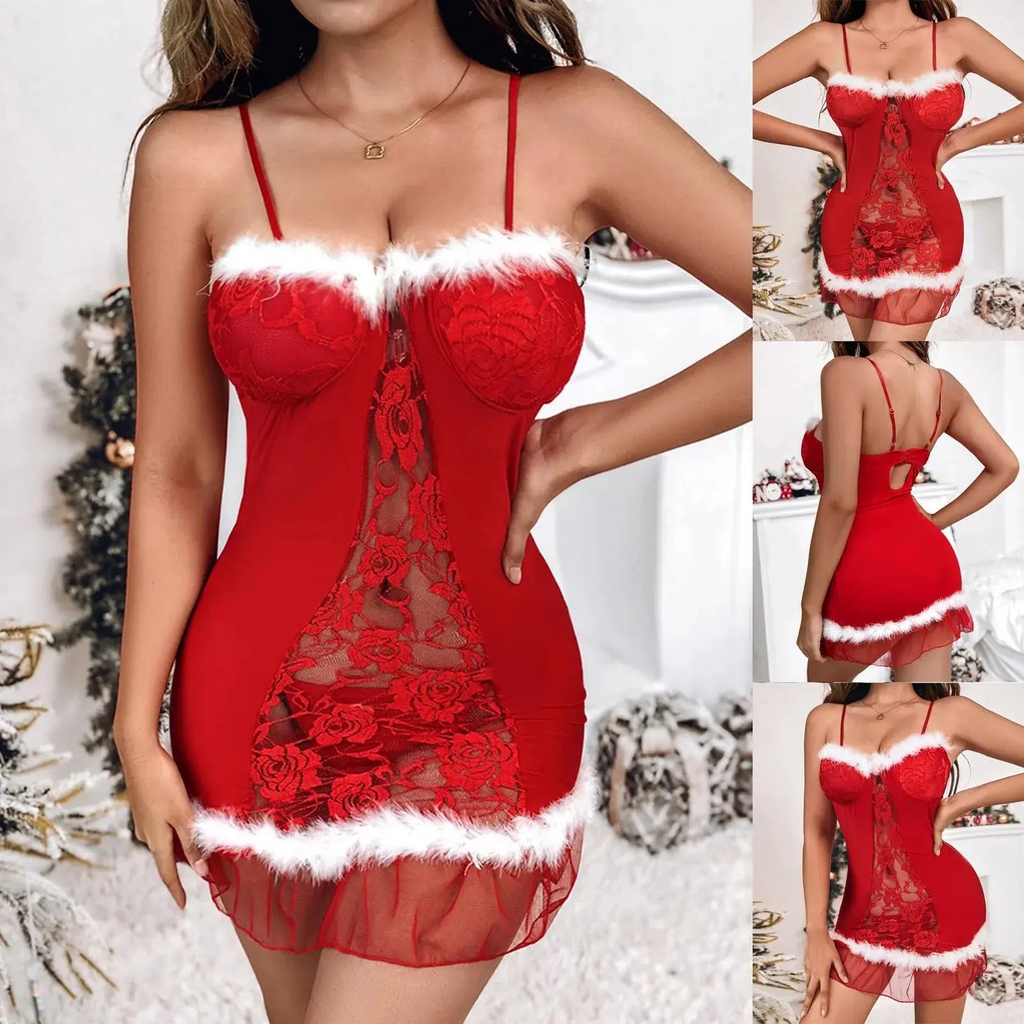 Red Christmas Lingerie Babydoll