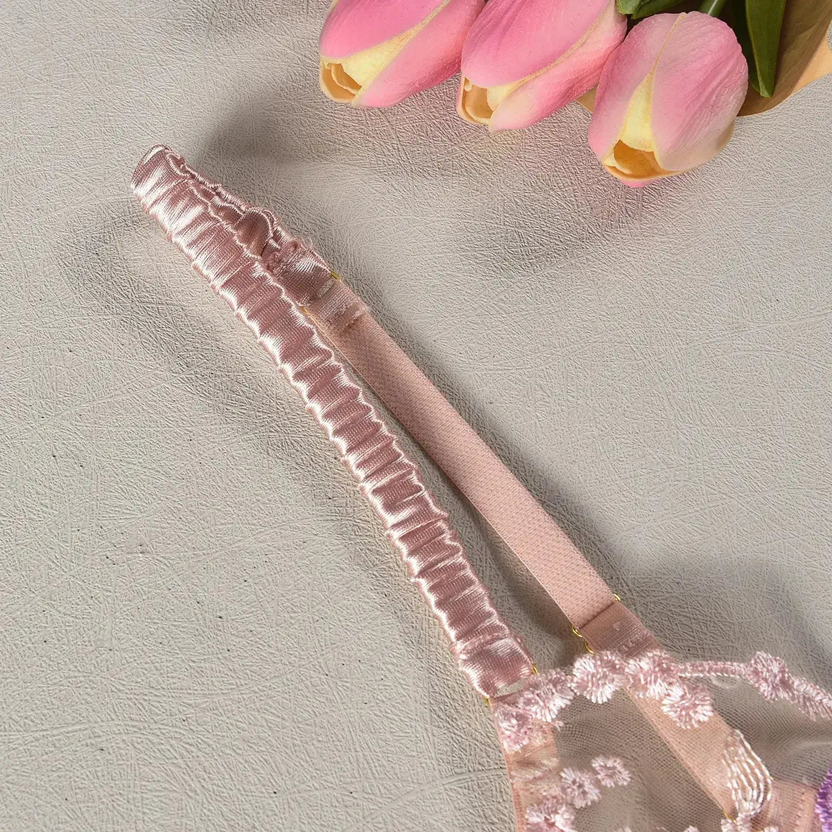 Transparent Sensual Silk Garter Lingerie Set