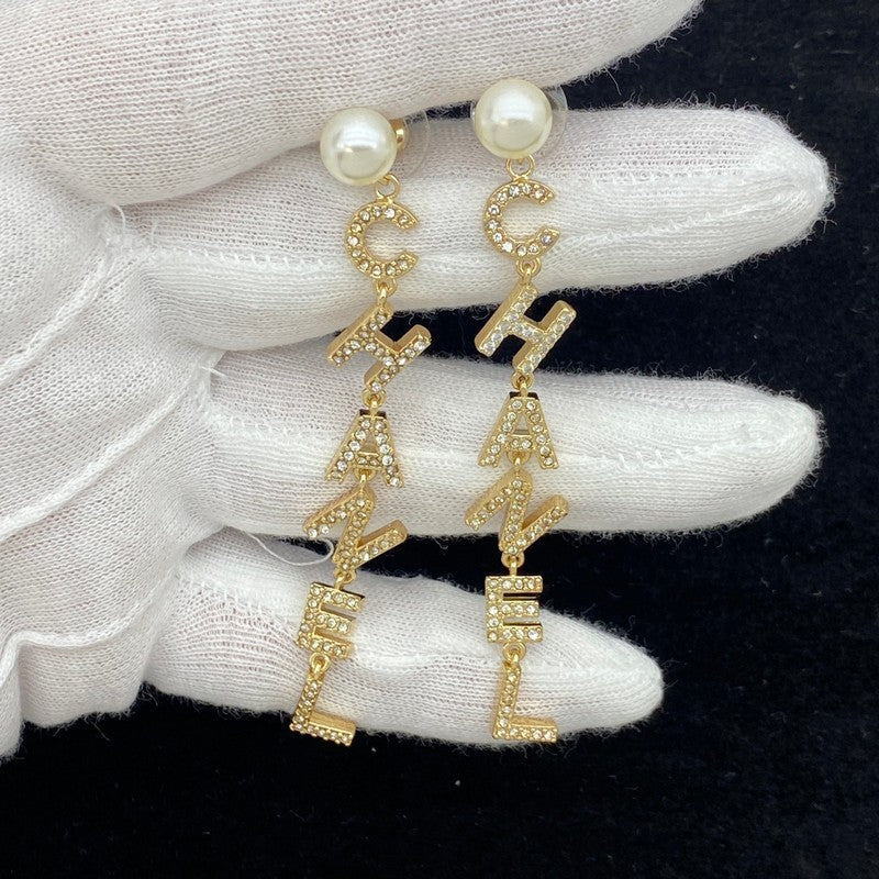 18K Chanel Script Long Tassel Earrings