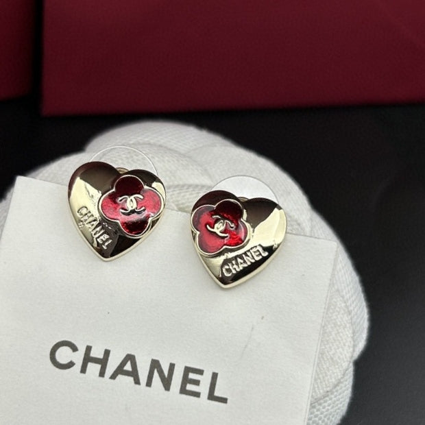 18K Chanel Red Heart Earrings