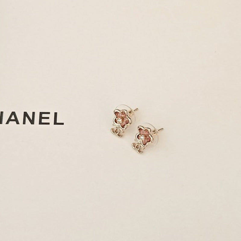 18K Chanel Pink Crystal Earrings