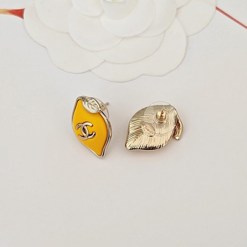 18K Chanel Yellow Leaf Gold Earrings