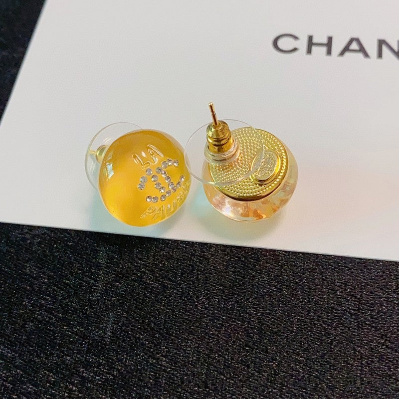 18K Chanel Yellow Round Earrings