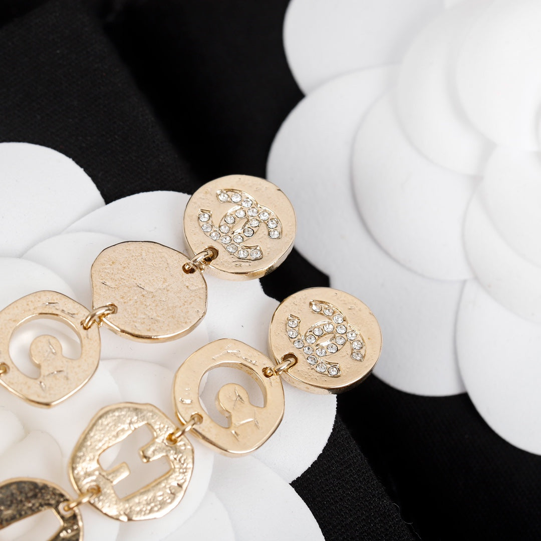 18K Chanel Script Pendant Earrings