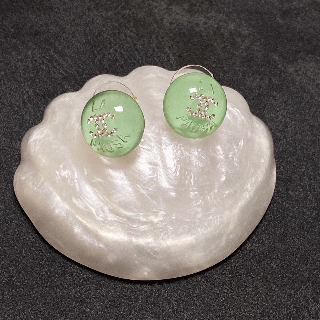 18K Chanel Green Earrings