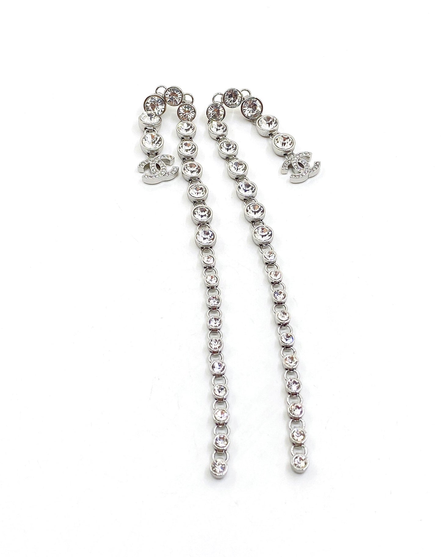 18K Chanel Long Crystal Earrings