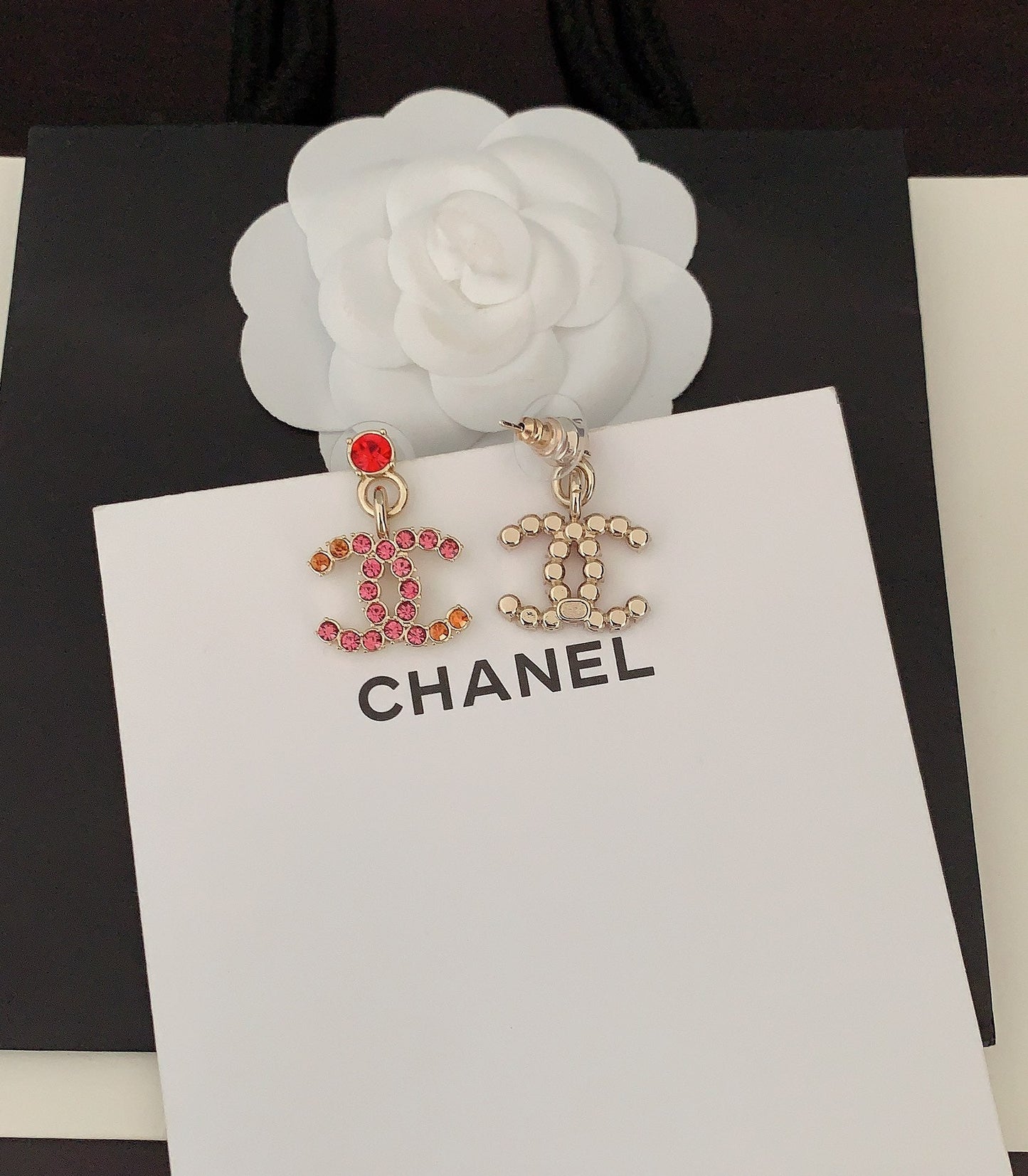 18K Chanel Pink Crystals Earrings