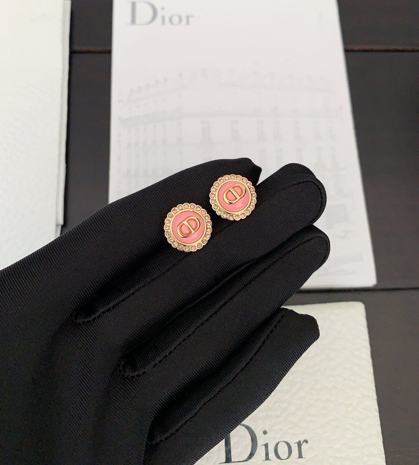 18K Chanel Pink Crystal Earrings