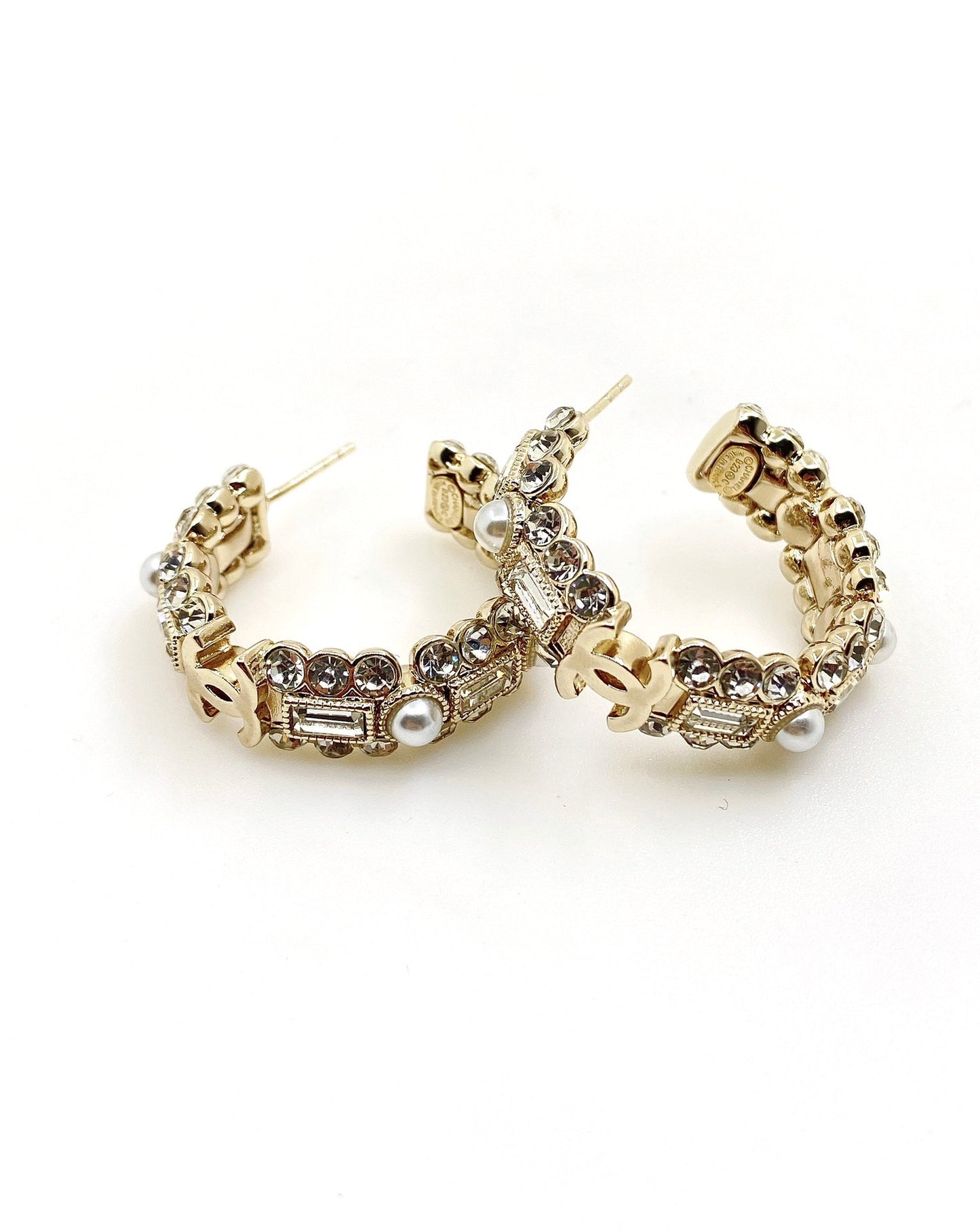 18K Chanel Crystals Circle Earrings
