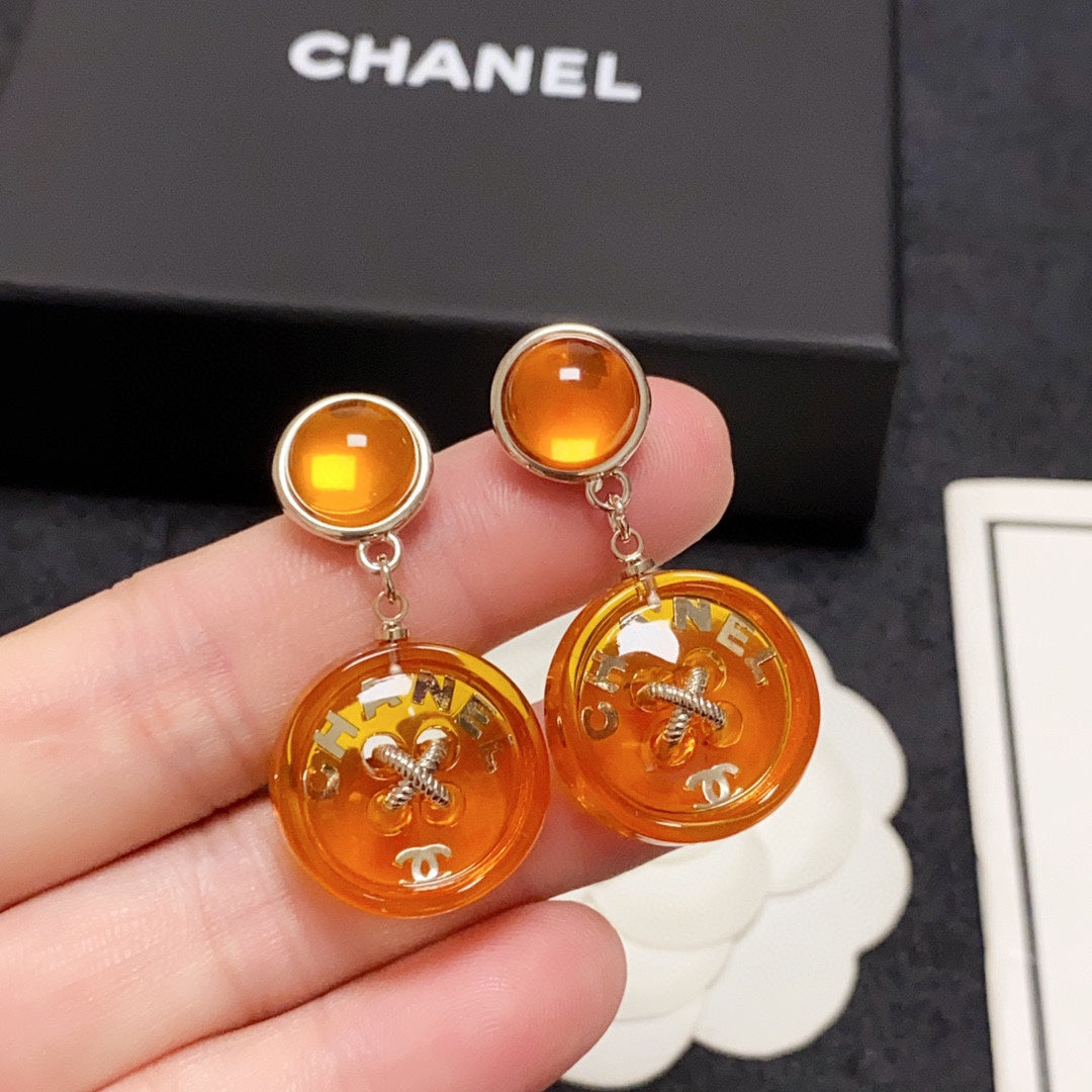 18K Chanel Orange Pendant Earrings