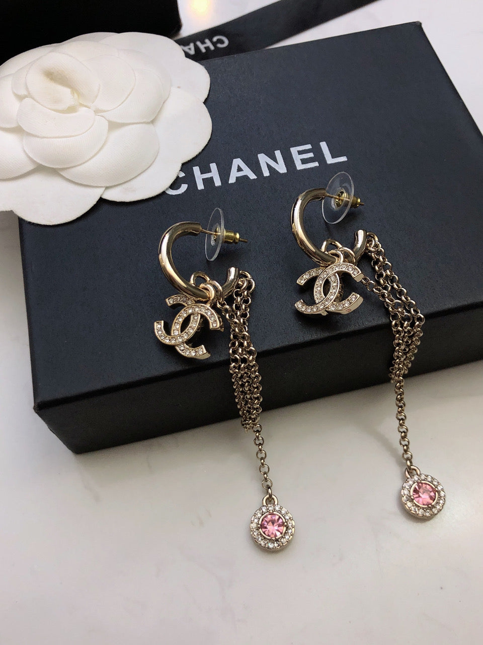 18K Chanel Tassel Crystals Earrings
