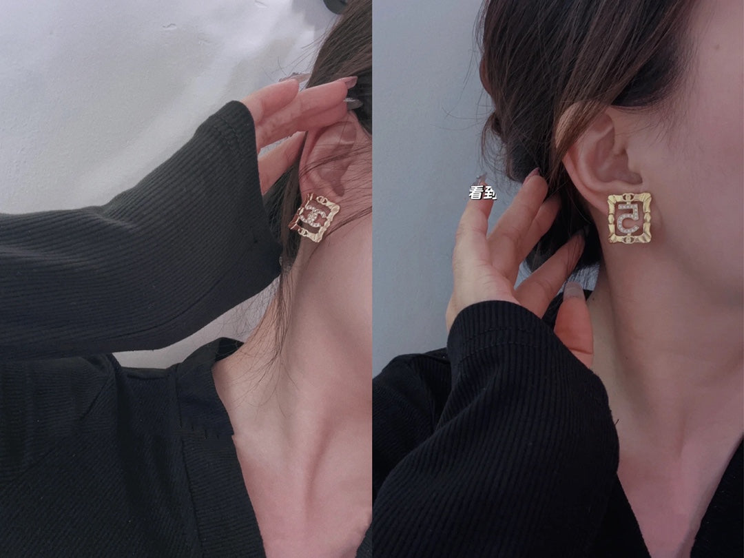 18K Chanel No.5 Square Diamond Earrings