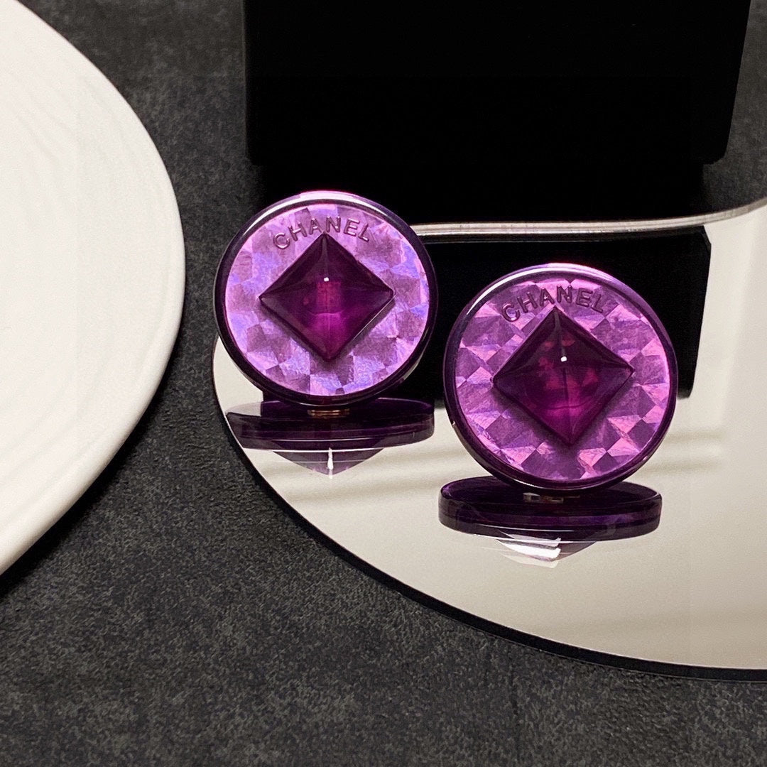 18K Vintage Chanel Purple Earrings
