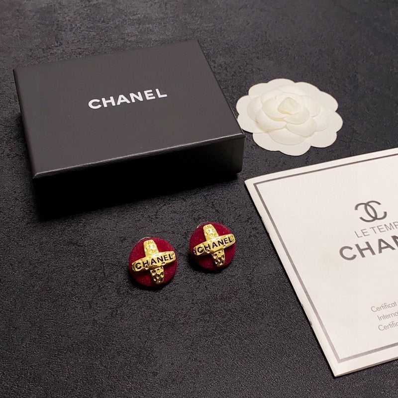 18K Chanel Red Yellow Gold Earrings