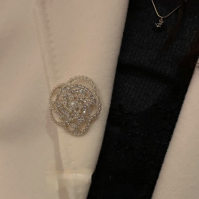 18K Chanel Camellia Pearl Brooch