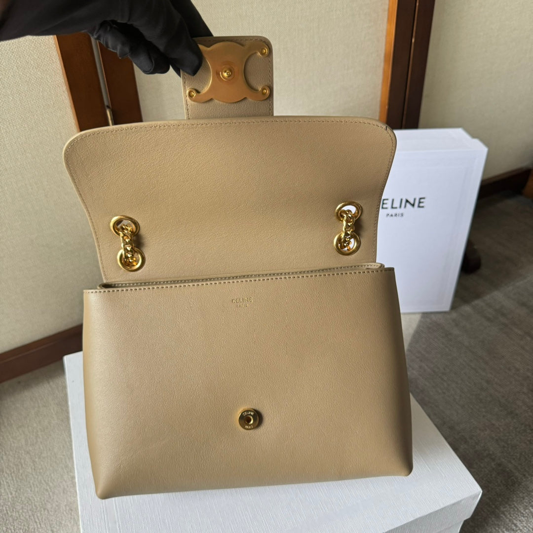CELINE MEDIUM VICTOIRE BAG 25 IN CAMEL GOLD CALFSKIN