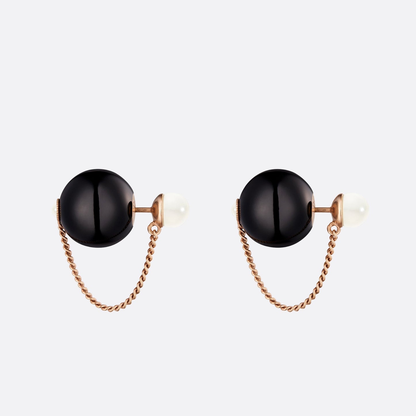 18K Dior Tribales Black Resin Pearl Earrings