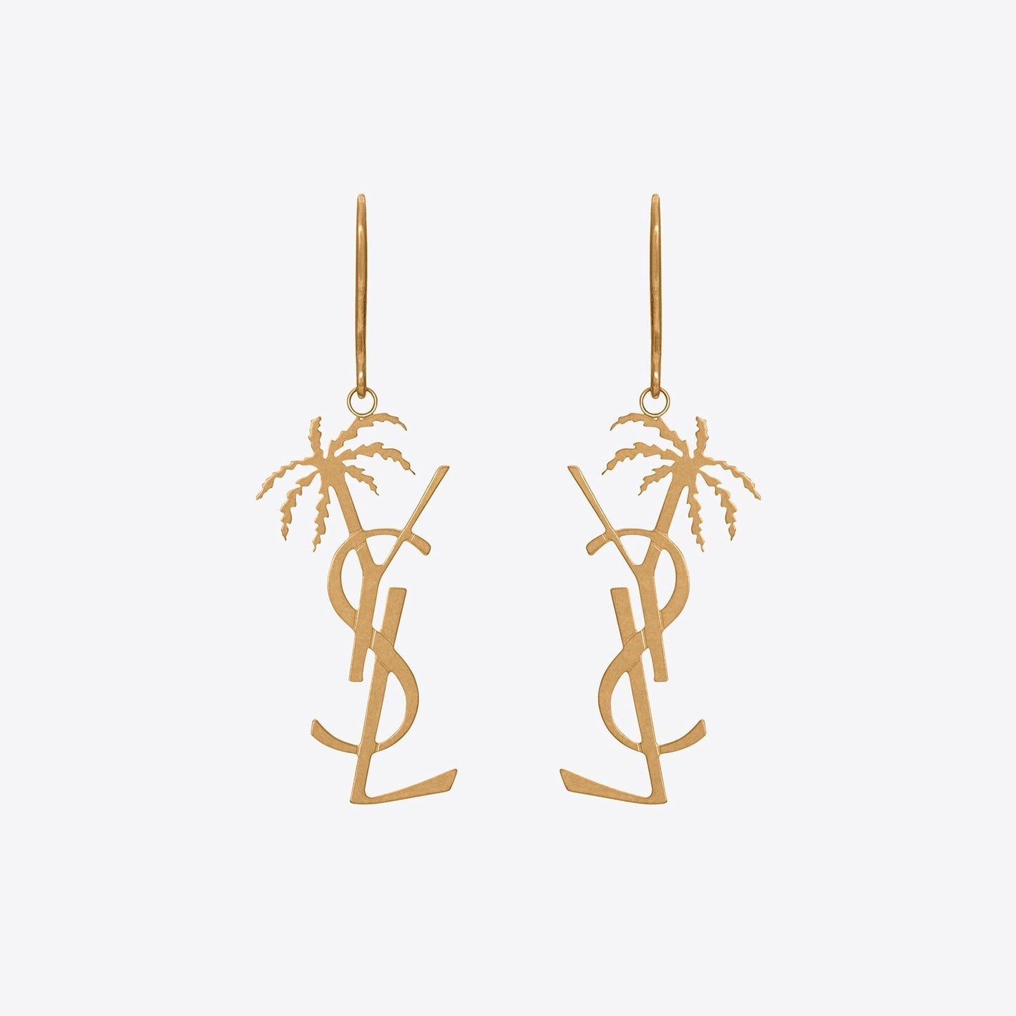 18K YSL Monogram Palmier Statement Earrings