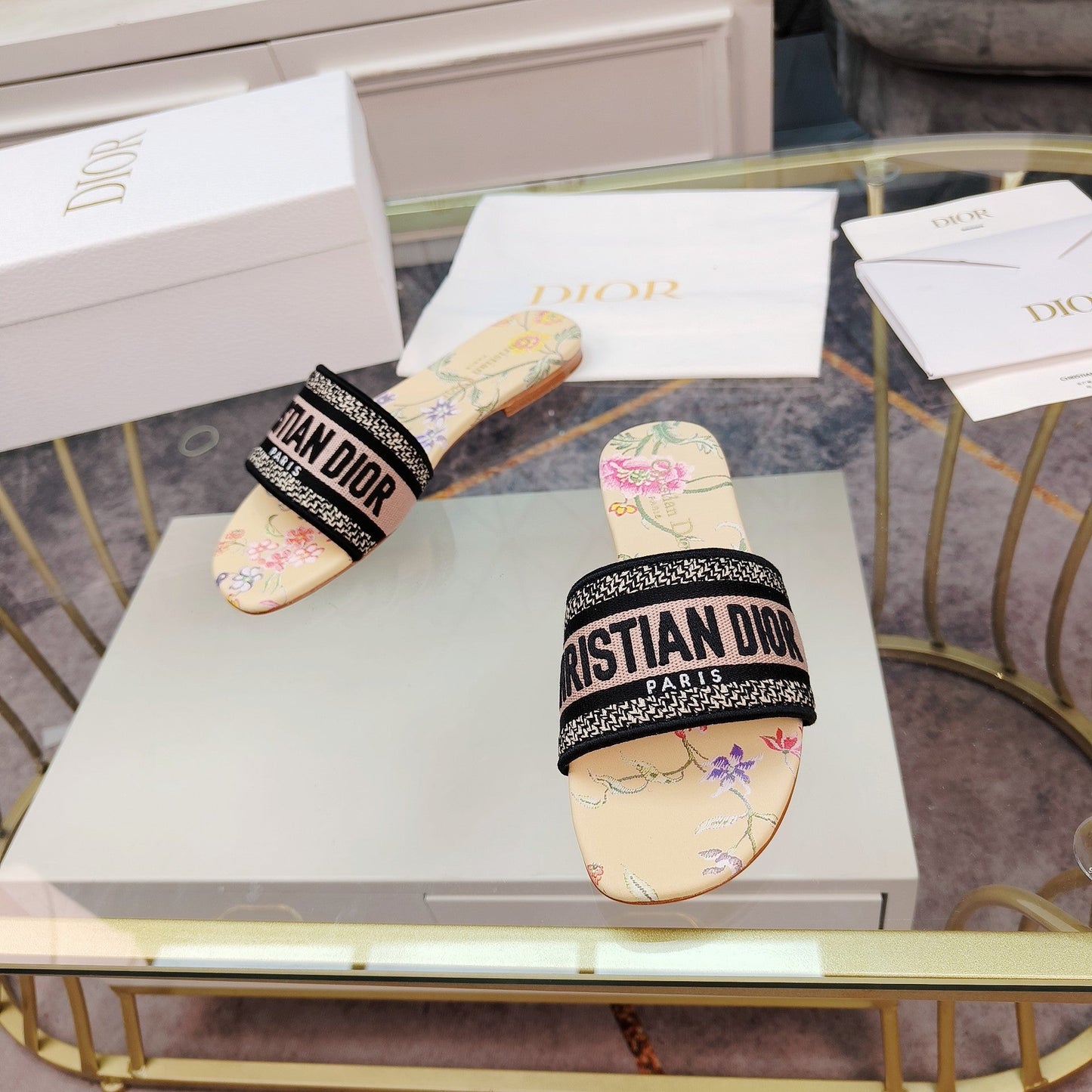 DIOR CD Mule Dway Slide 10mm Multi-motifs Style 8