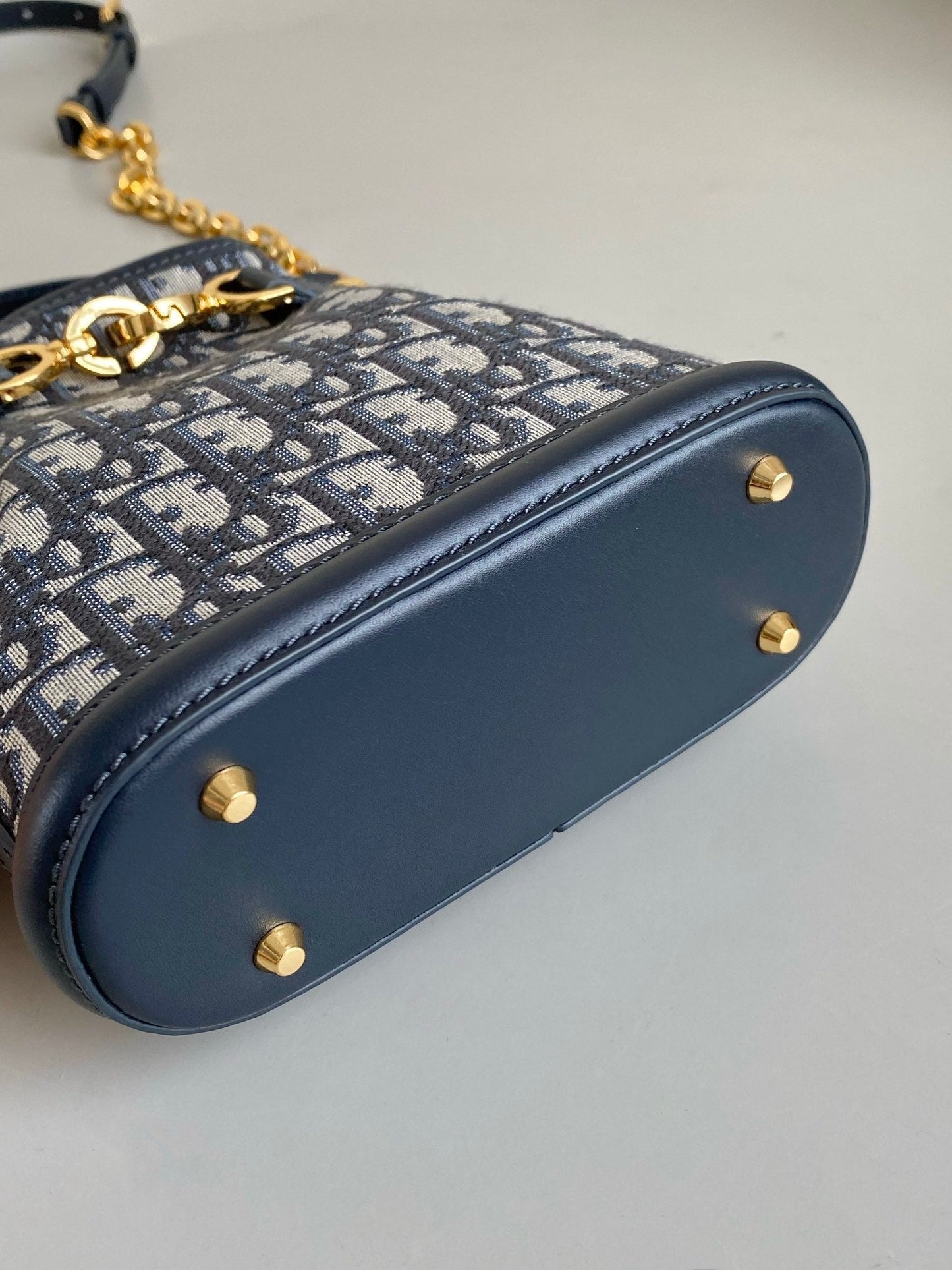 DIOR SMALL C'EST 18 IN BLUE CD-EMBOSSED OBLIQUE JACQUARD