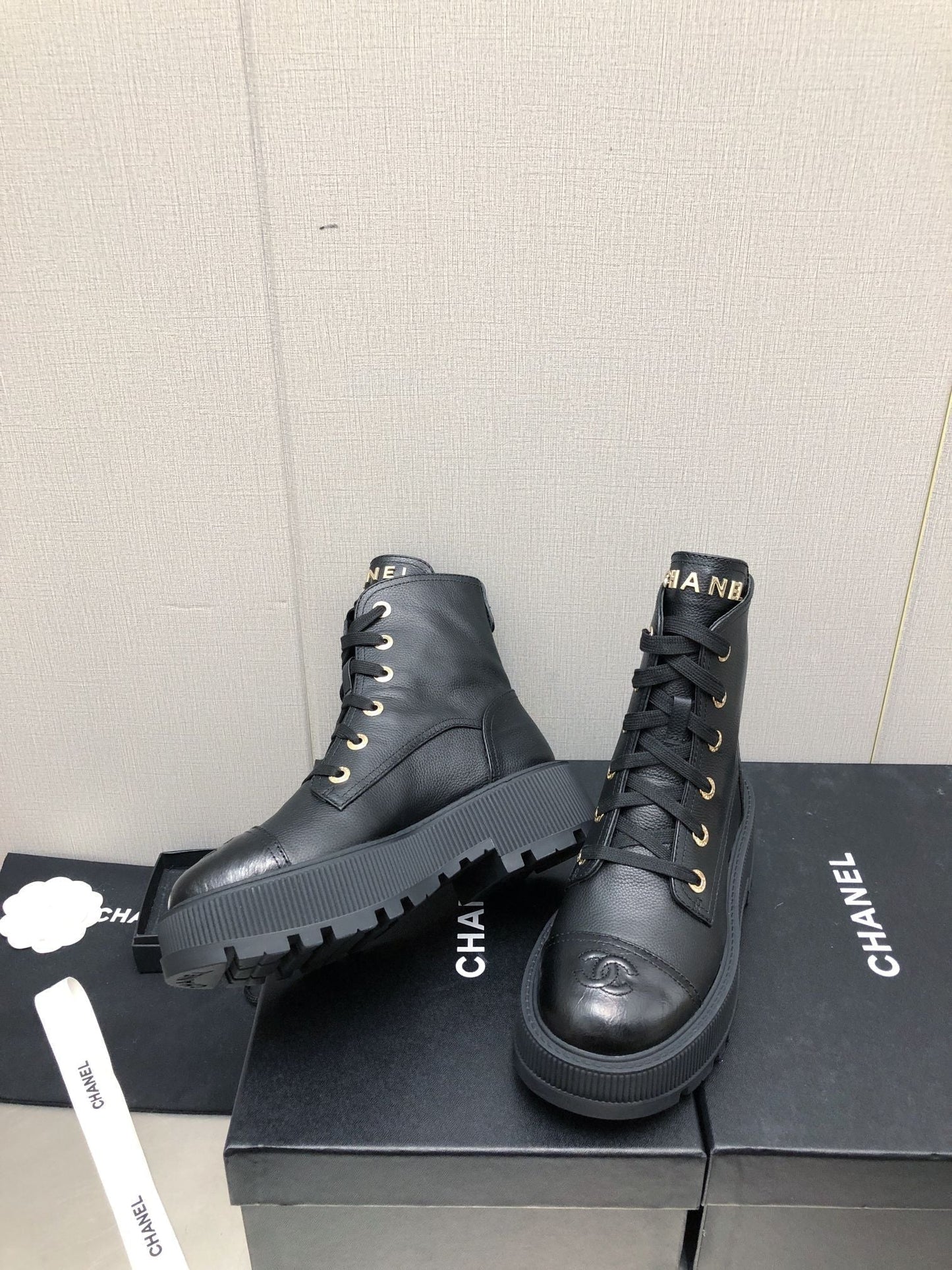 CHANEL MARTIN SHORT BOOTS BLACK LAMBSKIN