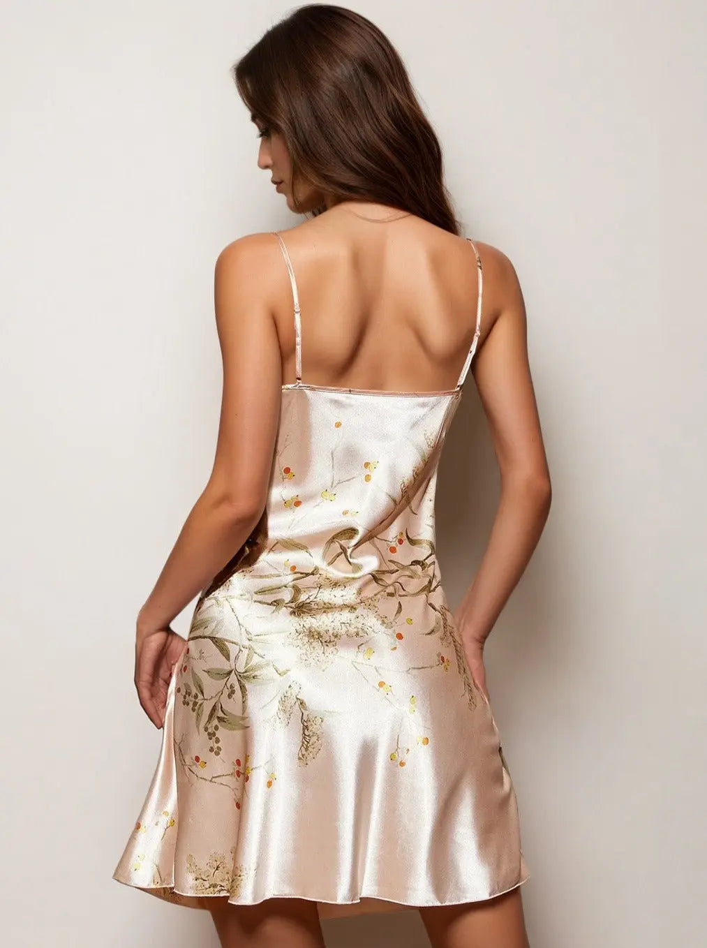 Floral Print Nightdress V Neck Spaghetti Strap