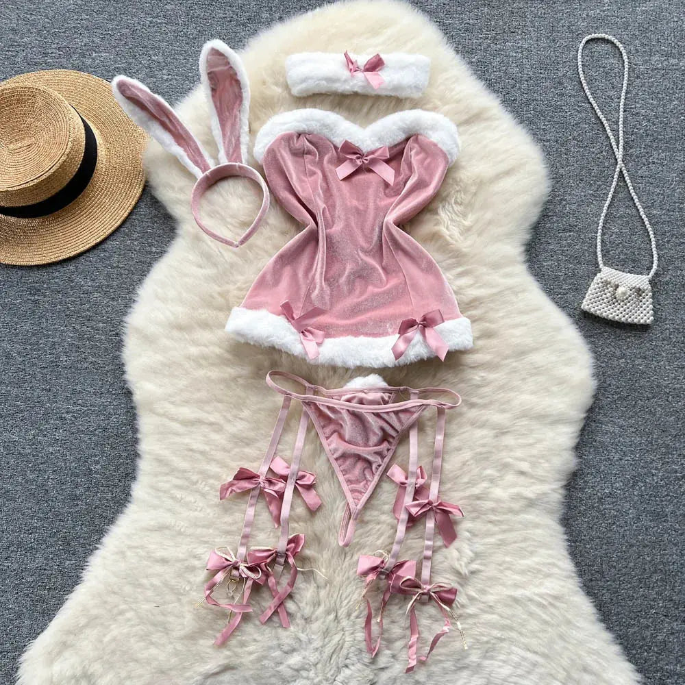 Lace Bunny Garter Lingerie Set