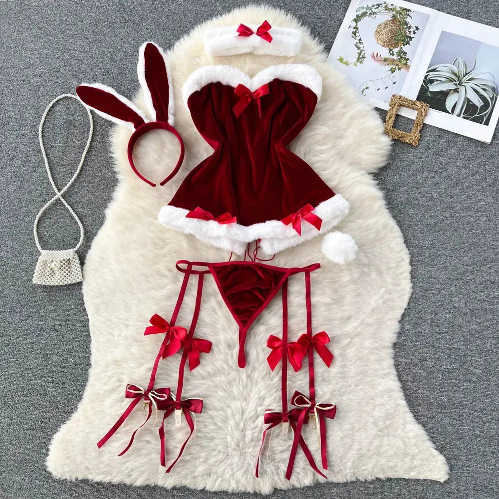 Lace Bunny Garter Lingerie Set