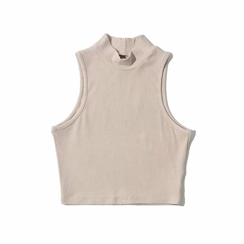 High Neck Sleeveless Crop Top