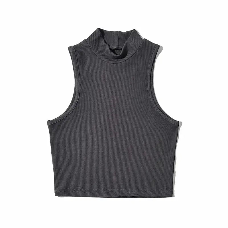 High Neck Sleeveless Crop Top