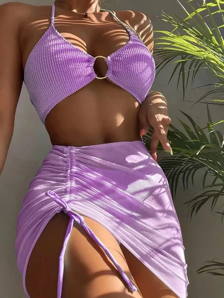 High Waist Bikini Women's 3-Piece Swimsuit
