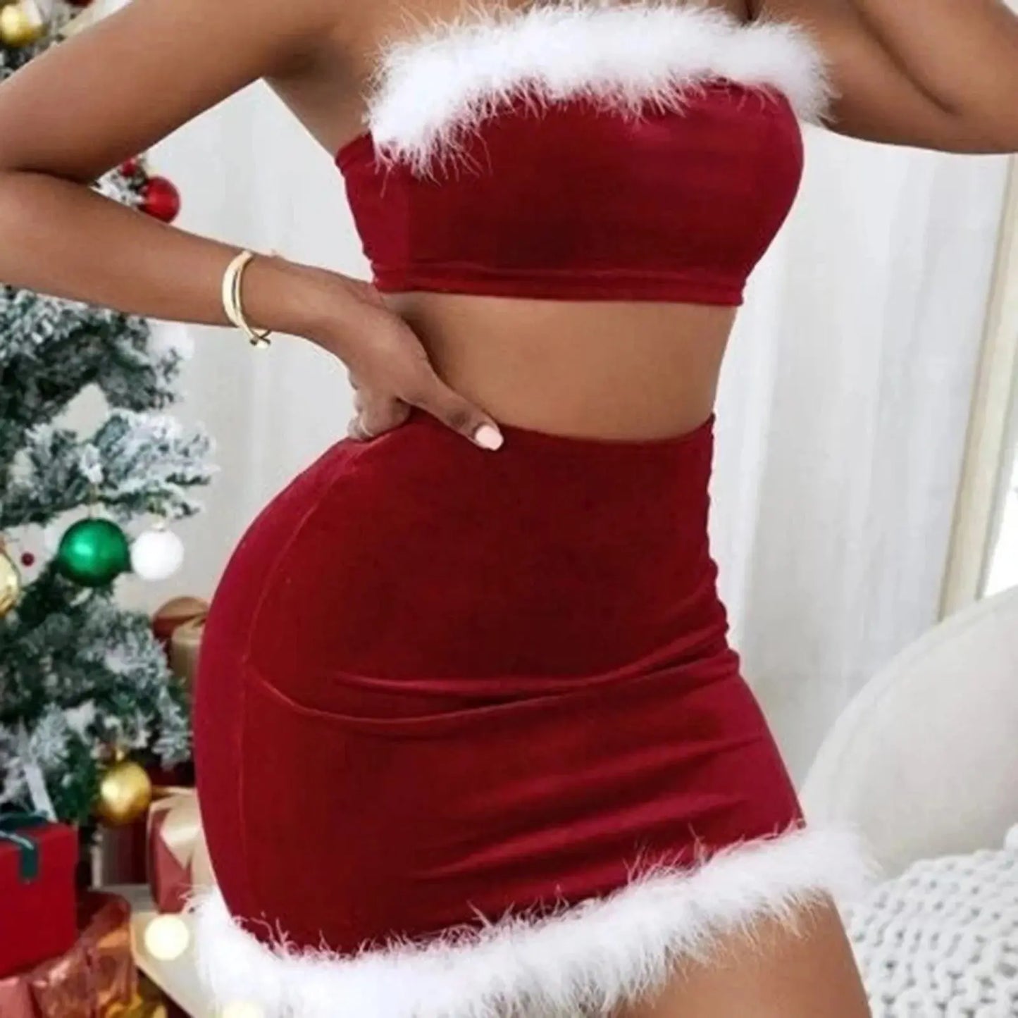 Christmas Skirt Red Tube Top Set