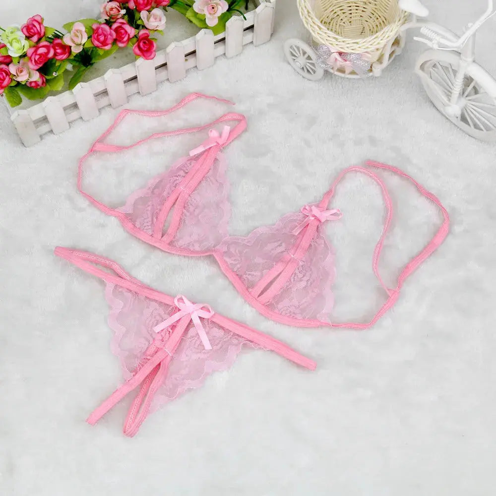Crotchless Lace Lingerie Set