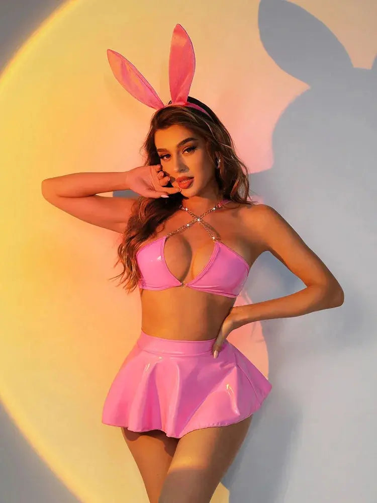 Bunny Cosplay Latex Lingerie Set