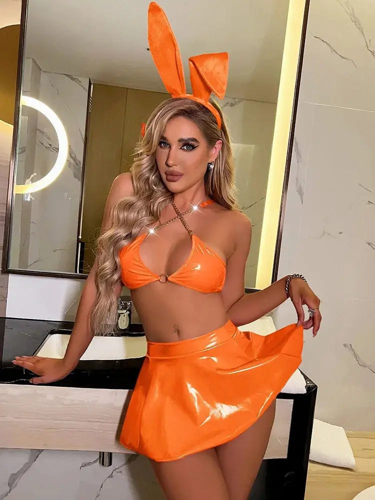 Bunny Cosplay Latex Lingerie Set
