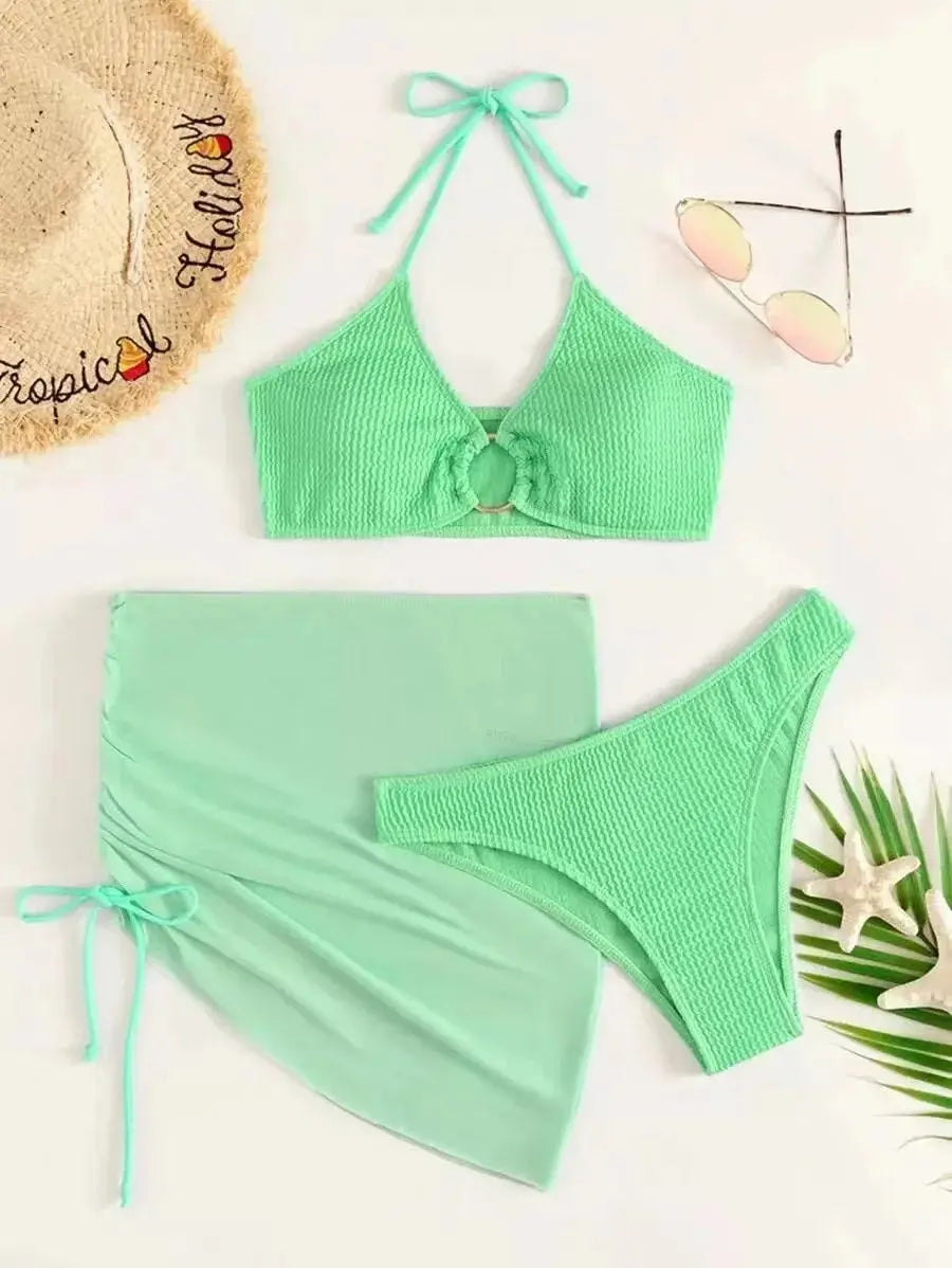 High Waist Bikini Women's 3-Piece Swimsuit