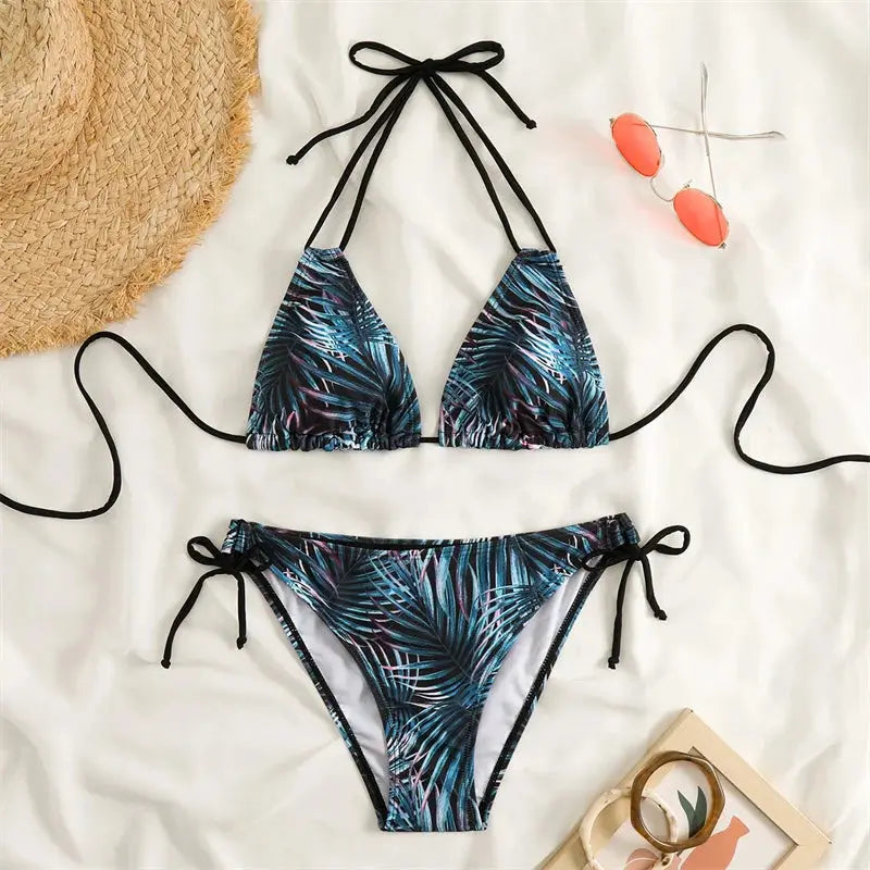 Lace-Up Bikinis Set Backless Swimwear