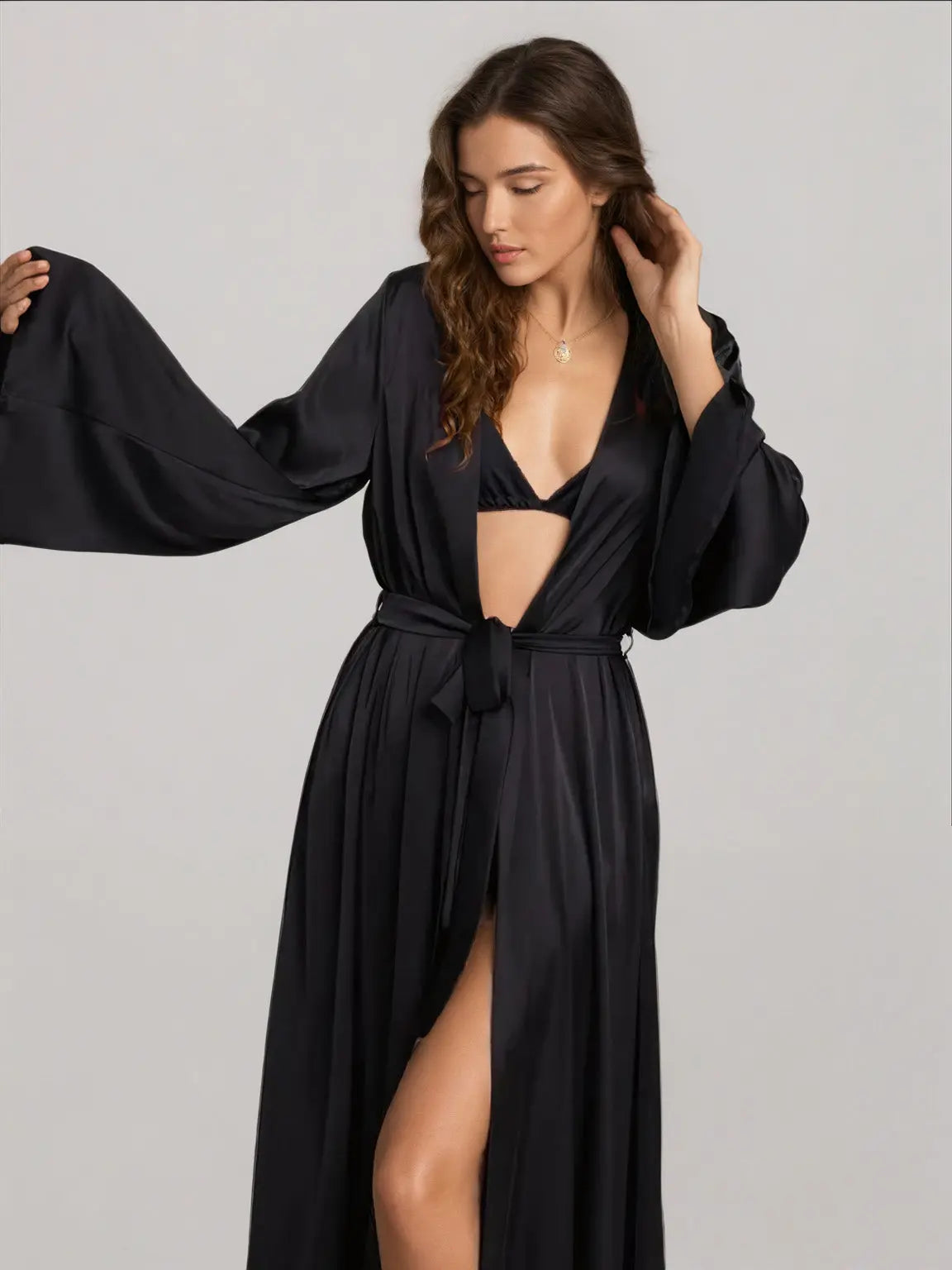 Satin Long Sleeve Night Robe