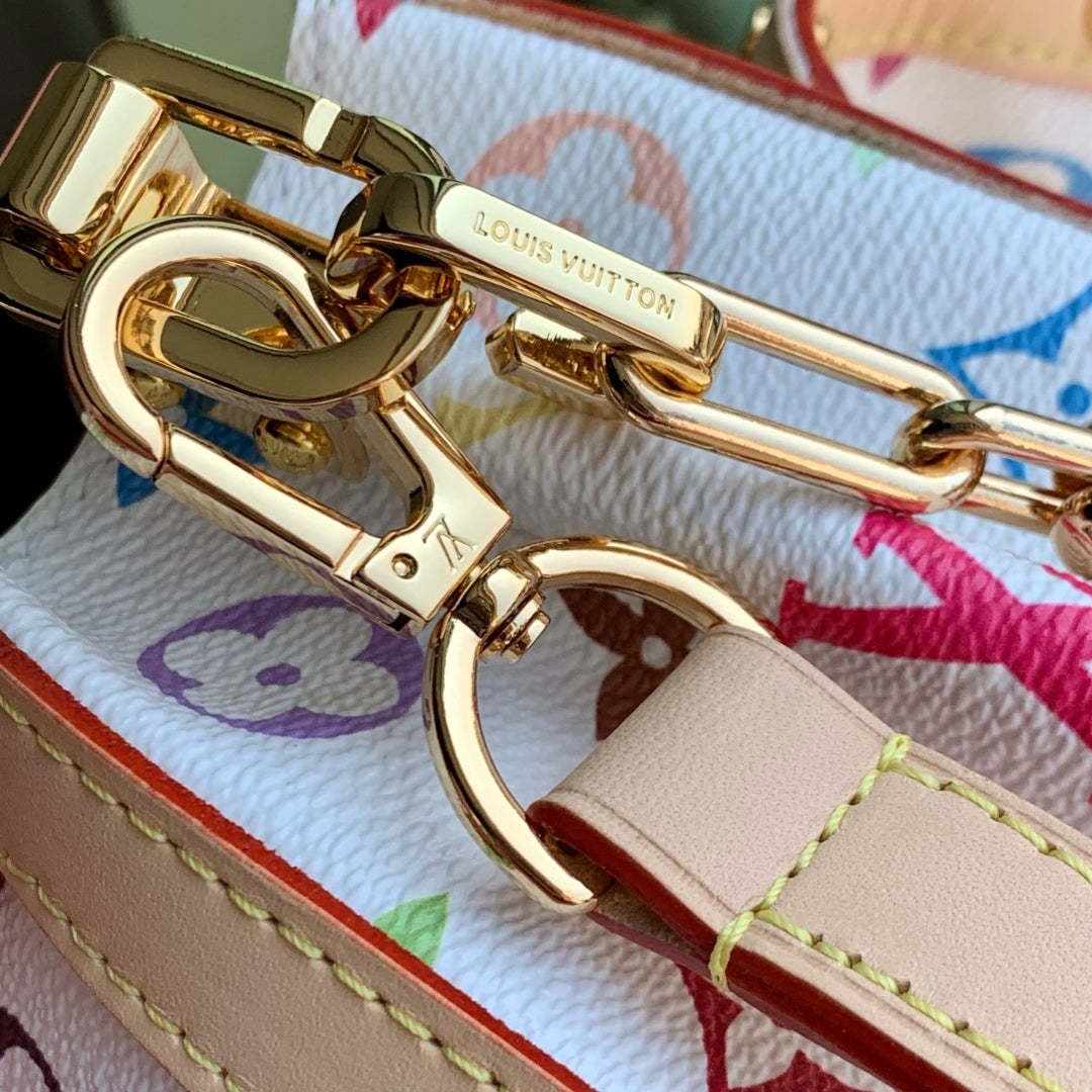 LOUIS VUITTON LV x TM DAUPHINE SOFT 28 IN COLORFUL MONOGRAM PATTERN AND WHITE COATED CANVAS