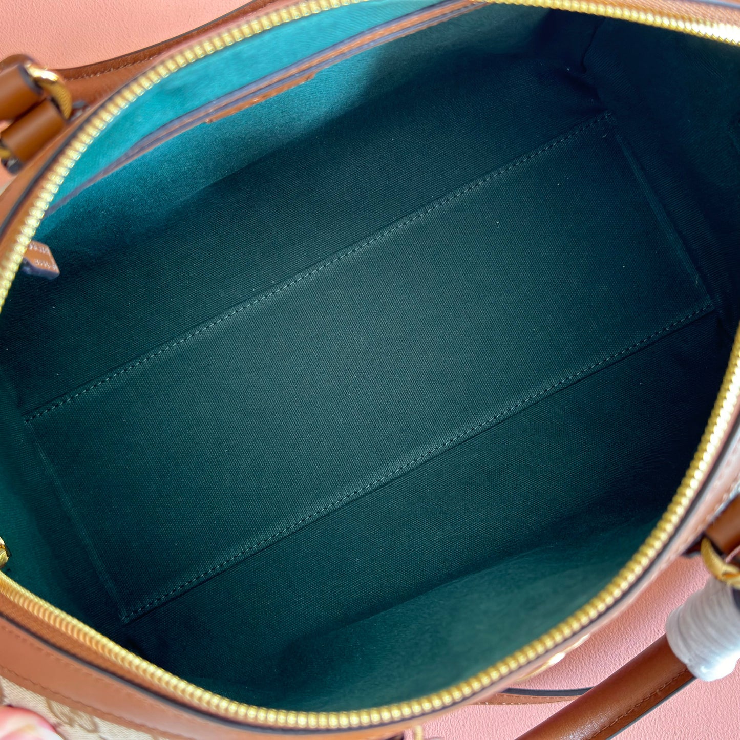 GUCCI 26S OPHIDIA MEDIUM BOSTON BAG 30 IN WARM BEIGE AND BROWN CANVAS