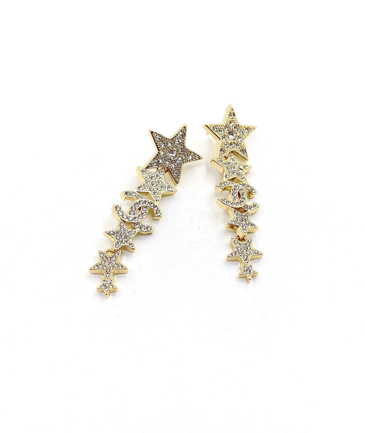 18K  Chanel Star Diamonds Long Earrings