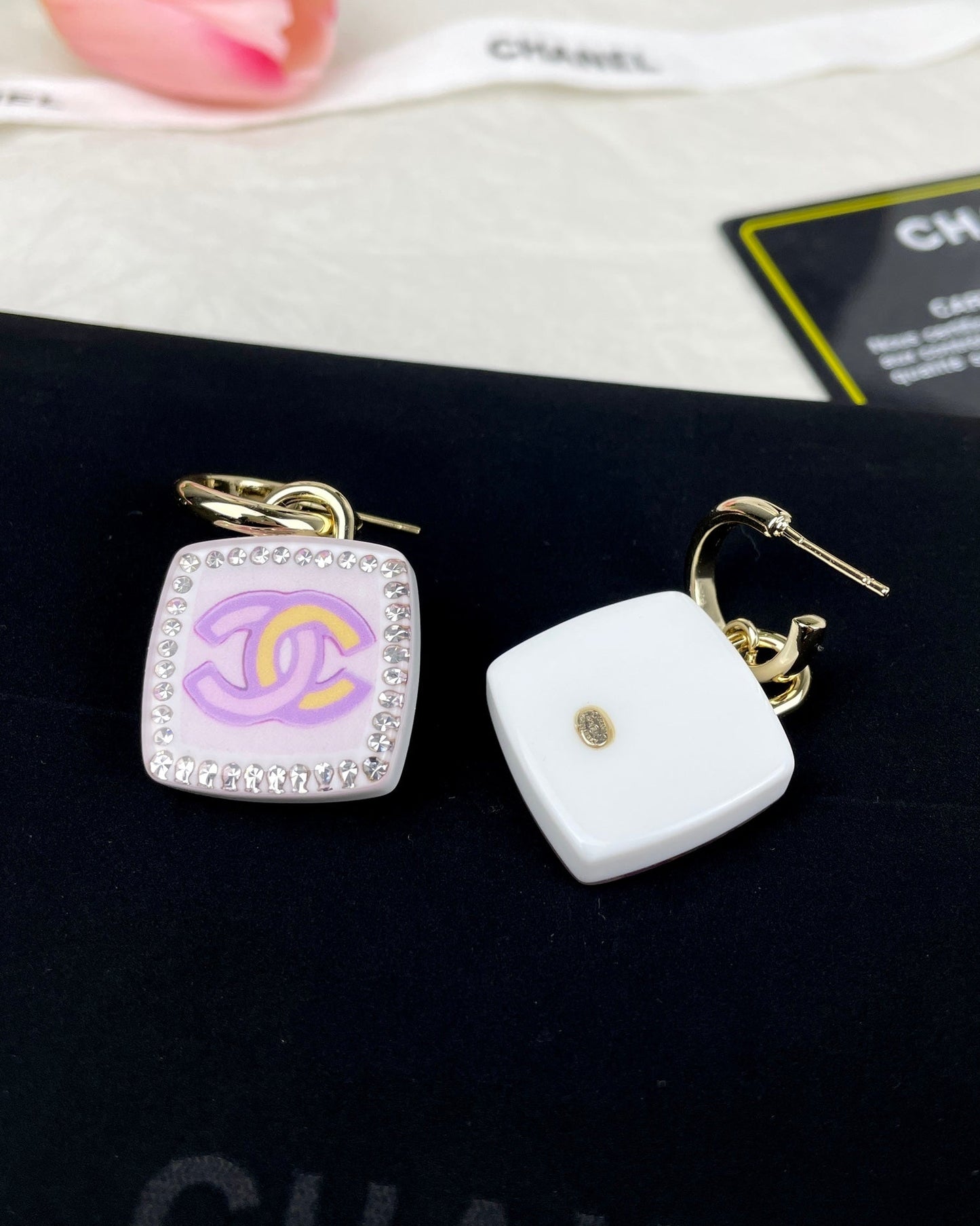 18K  Chanel Pink Bottle Earrings