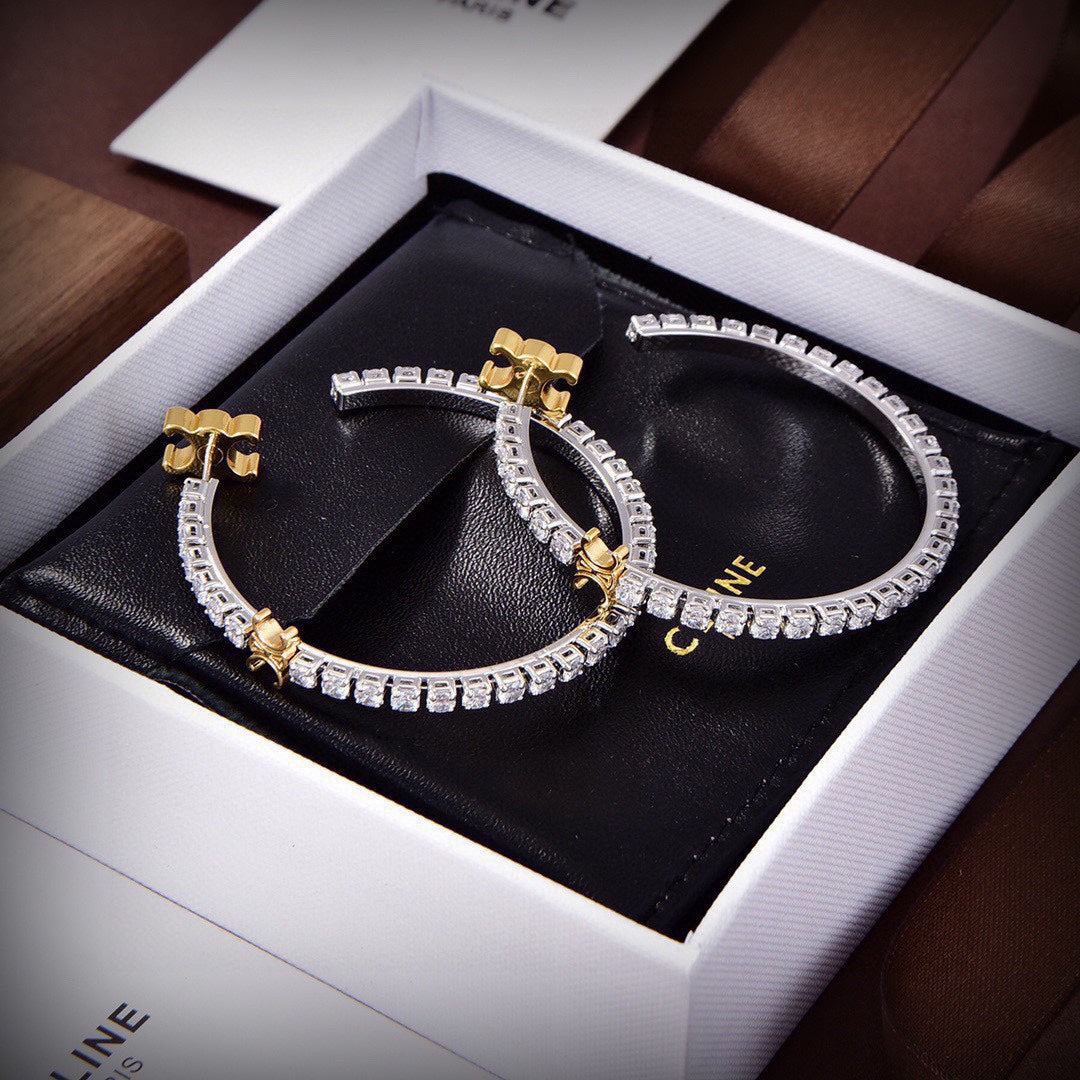 18K Celine Diamonds Hoops Earrings