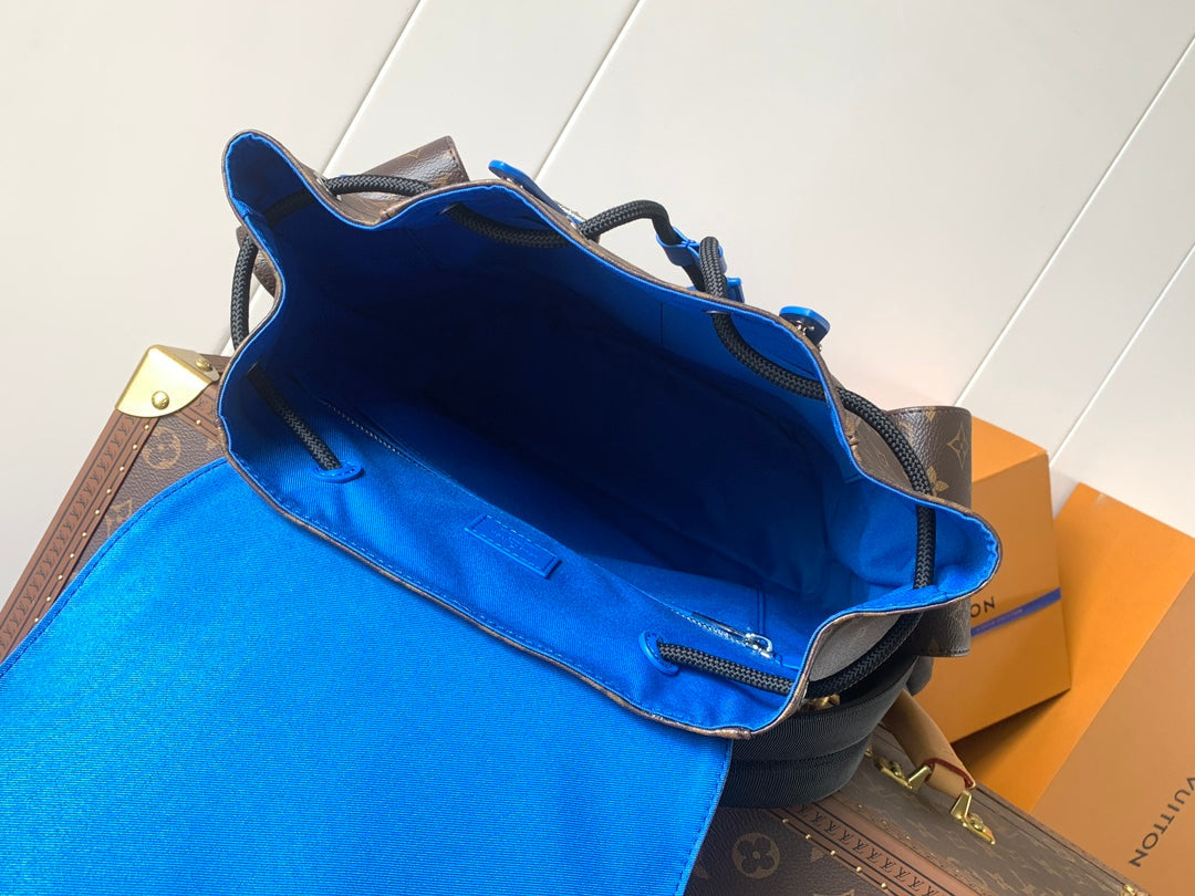 LOUIS VUITTON LV 25S CHRISTOPHER BACKPACK 48 IN BROWN AND PERSIAN BLUE CANVAS MONOGRAM