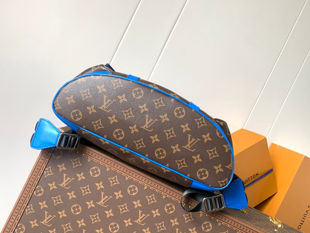 LOUIS VUITTON LV 25S CHRISTOPHER BACKPACK 48 IN BROWN AND PERSIAN BLUE CANVAS MONOGRAM