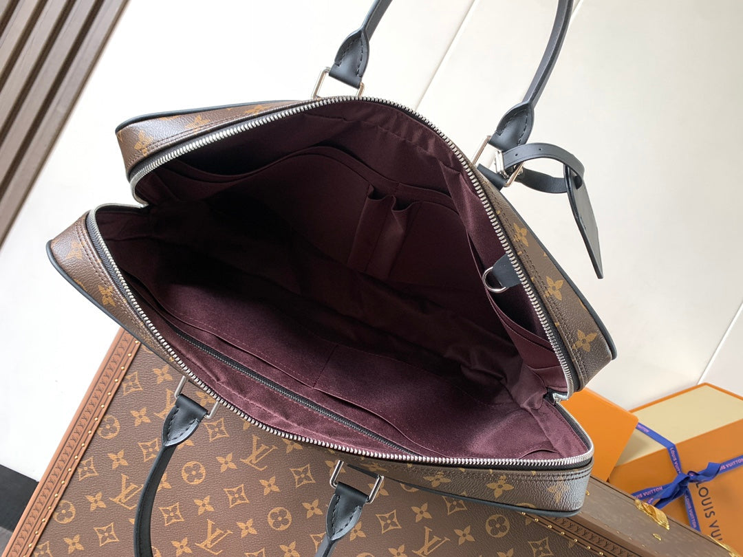 LOUIS VUITTON LV 25S PORTE- DOCUMENTS VOYAGE 41 IN BROWN AND BLACK EMBOSSED DAMIER INFINI CALFSKIN